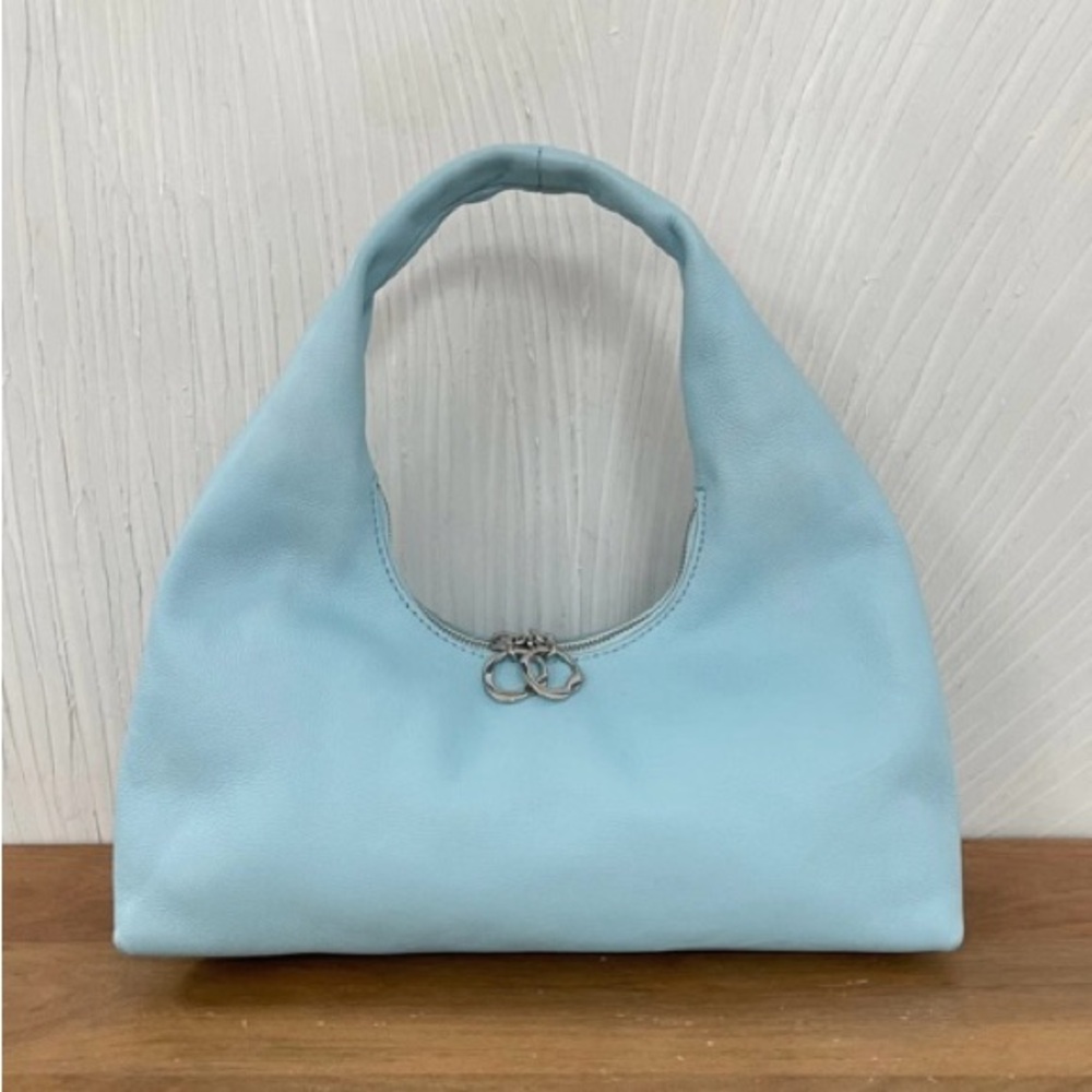 STAUD Light Blue Leather Shoulder Bag